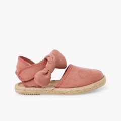 Girls’ espadrilles bow suede-effect Pale Pink