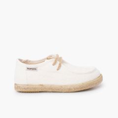 Boys’ wallaby-style boat shoes jute White
