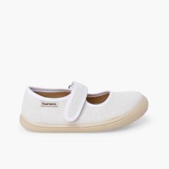 Girls' Barefoot Glitter Mary Janes White