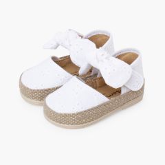 Baby espadrilles broderie anglaise bow White