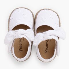 Baby espadrilles broderie anglaise bow White