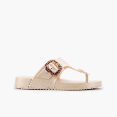 Bari metallic finish buckle sandals Champagne