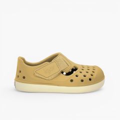 Jelly sandals clog-style barefoot Malibu cream sole Dijon