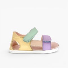 Blanditos first steps barefoot sandals side strap Multicolor