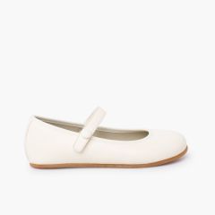 Barefoot Communion Mary Janes hook-and-loop button Off-White