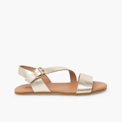 Barefoot cross-strap sandals Champagne