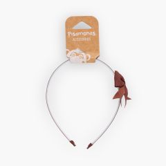 Fine toothed headband classic bow Brown