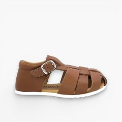 Boys’ barefoot closed leather sandals Leather
