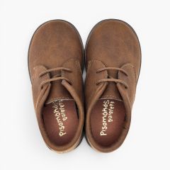 Barefoot leather-effect blucher fine laces padded collar Leather