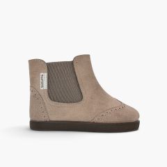 Girls’ barefoot boots decorative brogue detailing Taupe