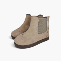 Girls’ barefoot boots decorative brogue detailing Taupe