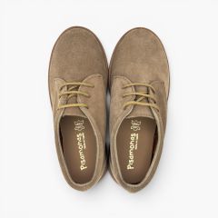 Children’s suede blucher collar laces Taupe