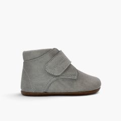 Children’s barefoot desert boots leather-effect finish Grey