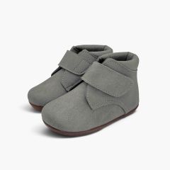 Children’s barefoot desert boots leather-effect finish Grey