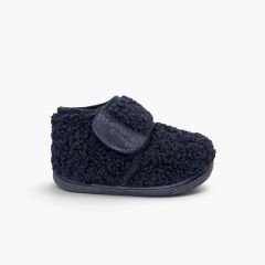 Children’s barefoot shearling-effect ankle slippers Navy Blue