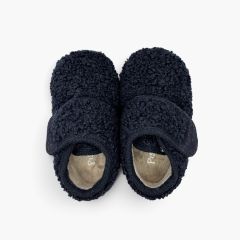 Children’s barefoot shearling-effect ankle slippers Navy Blue