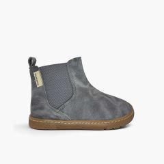 Distressed-effect barefoot boots for children Grey