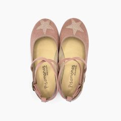 Mary Janes crossed straps star Pink