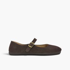 Women’s barefoot suede Mary Janes buckle Brown
