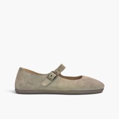 Women’s barefoot suede Mary Janes buckle Taupe