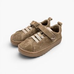 Blanditos suede trainers combined fastening first steps mink