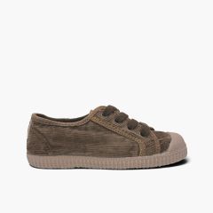 Soft corduroy basketball trainers rubber toe cap Brown