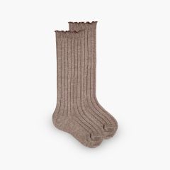 Long ribbed socks scalloped cuff Bole