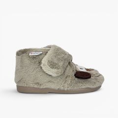 Children’s puppy ankle slippers Taupe