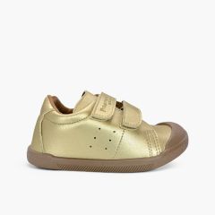 Metallic colours leather-effect barefoot trainers Gold