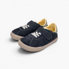 Barefoot suede-effect trainers combined fastening Navy Blue