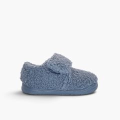 zapatillas casa niños tira adherente borreguito Blue