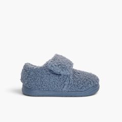 zapatillas casa niños tira adherente borreguito Blue