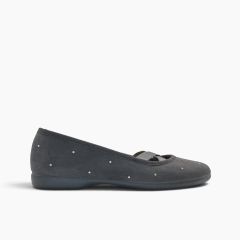 Girls’ Serratex ballet pumps studs Grey