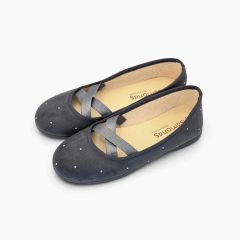Girls’ Serratex ballet pumps studs Grey