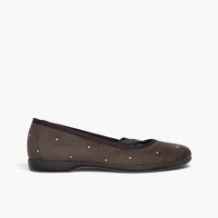 Girls’ Serratex ballet pumps studs Brown