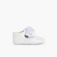 Ceremonial T-Bar Baby Shoes White
