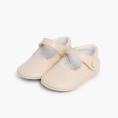 Soft Leather Baby Mary Janes  Beige