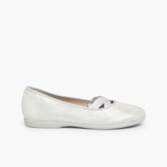 Girls Ballerinas Glitter finish Ballet Style Silver