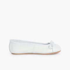 Girls & Womens Leather Ballerinas  White