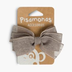Hair Clip with Raffia Bow  Dark grey