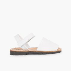 Kids Nappa Avarcas Menorcan Riptape Sandals White