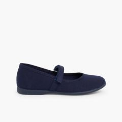 Girls Riptape Canvas Mary Janes Navy Blue