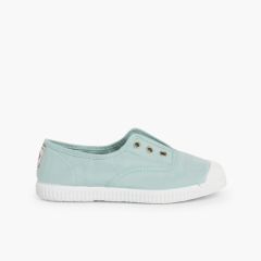 Rubber Toe Cap Canvas Trainers Without Laces Aquamarine