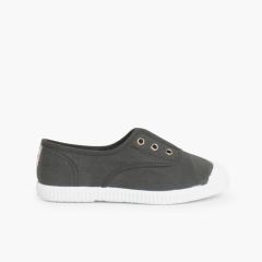 Rubber Toe Cap Canvas Trainers Without Laces Anthracite