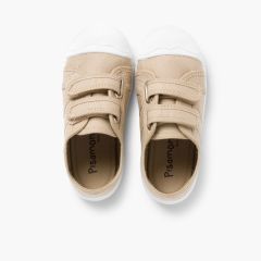 Kids Riptape Canvas Trainers Sand