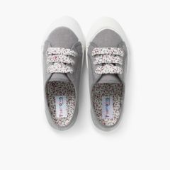 Lace-Up Rubber Toe Cap Canvas Trainers Grey