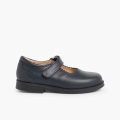 Girls Riptape Mary Jane School Shoes Navy Blue