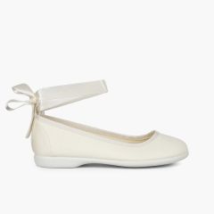 Crystal ballet flats with bracelet and satin ribbons Off-White