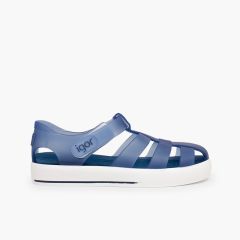 Jelly shoes with loop fasteners strap Star Navy Blue