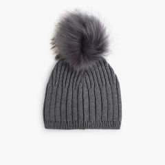 Faux fur bobble hat  Grey
